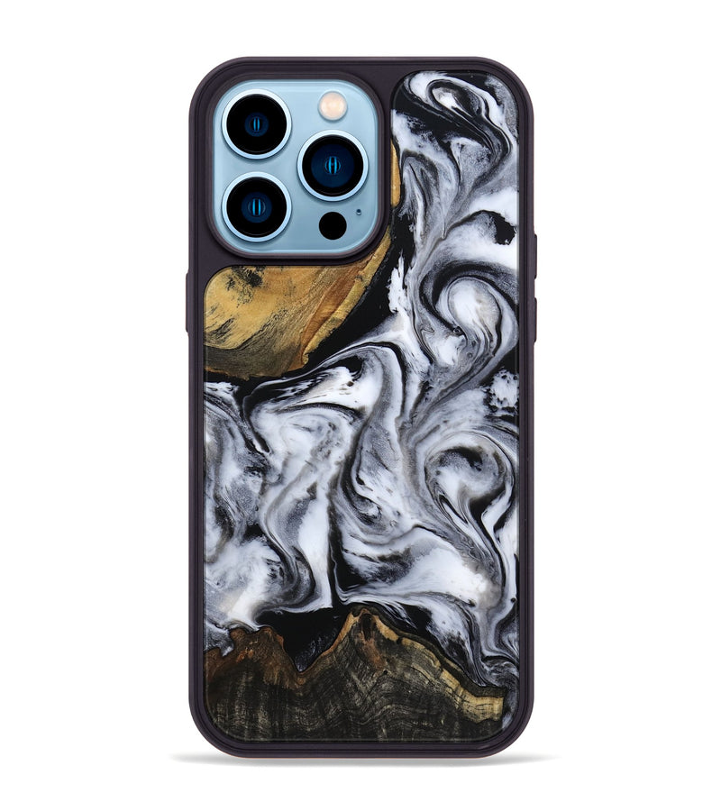 iPhone 14 Pro Max Wood Phone Case - Ace (Black & White, 809895)