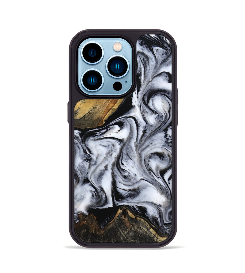iPhone 14 Pro Wood Phone Case - Ace (Black & White, 809895)