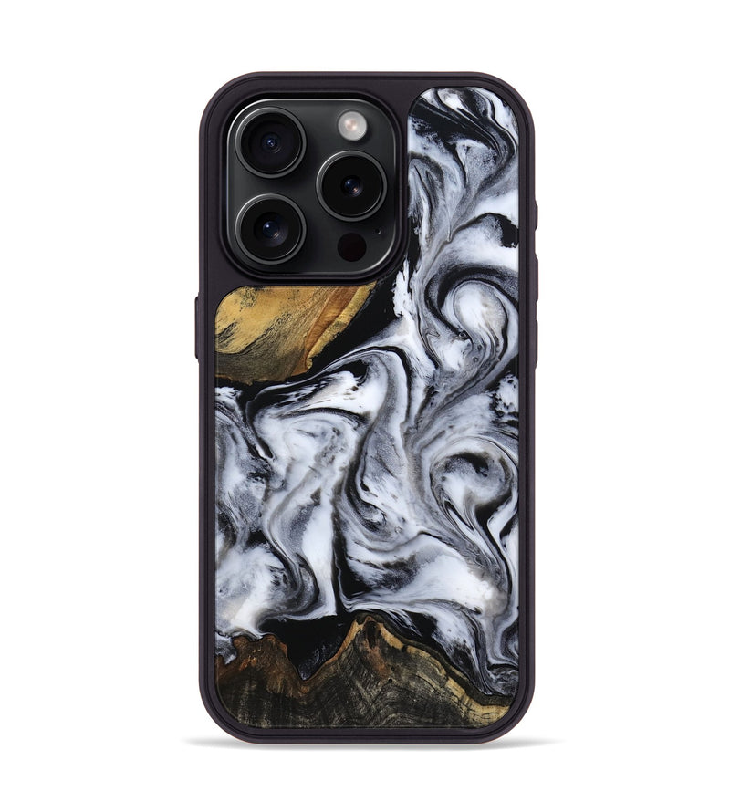 iPhone 15 Pro Wood Phone Case - Ace (Black & White, 809895)