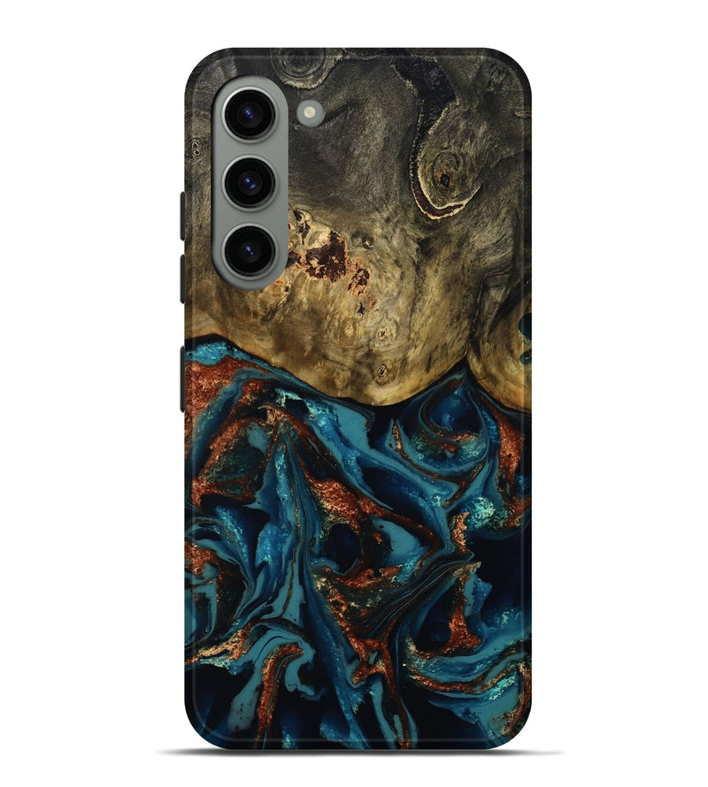 Galaxy S23 Plus Wood Live Edge Phone Case - Camila (Teal & Gold, 809906)