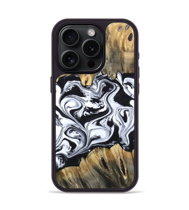 iPhone 15 Pro Wood Phone Case - Jayceon (Black & White, 810143)