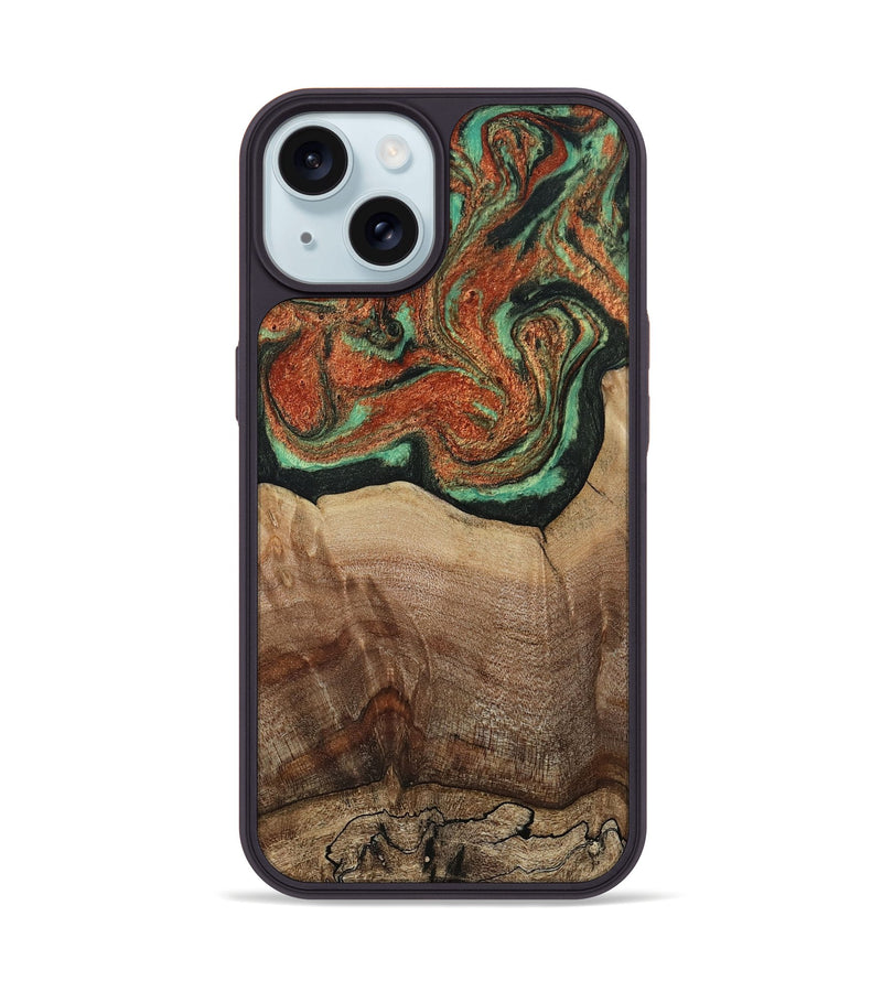 iPhone 15 Wood Phone Case - Danelle (Green, 810156)