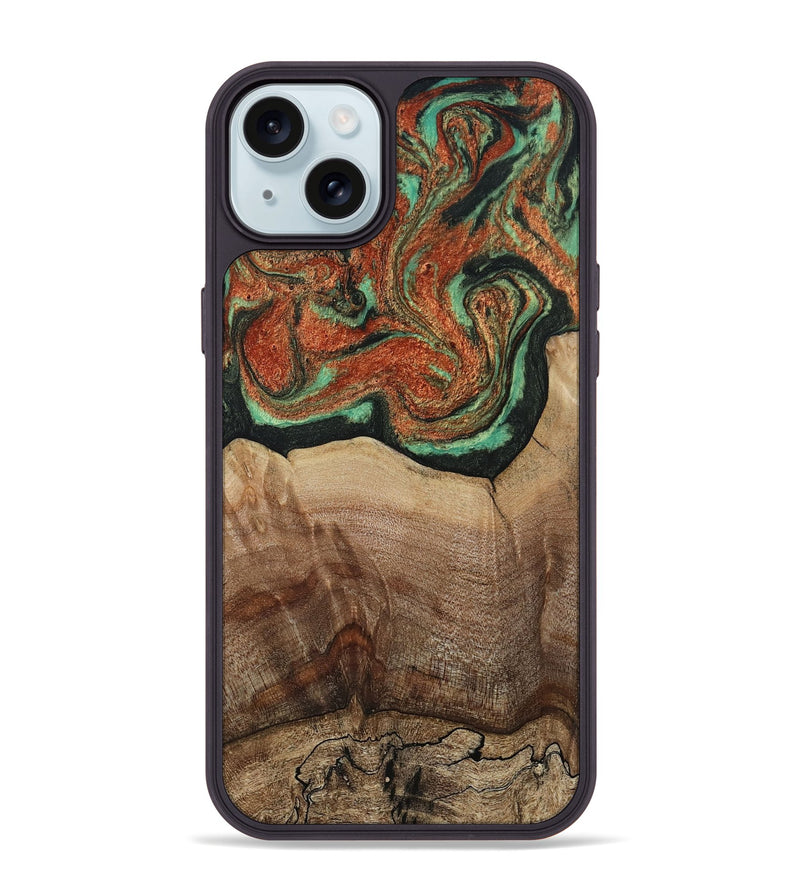 iPhone 15 Plus Wood Phone Case - Danelle (Green, 810156)