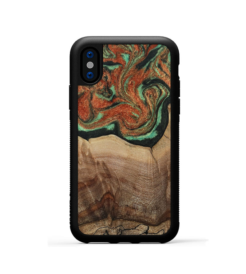 iPhone Xs Wood Phone Case - Danelle (Green, 810156)