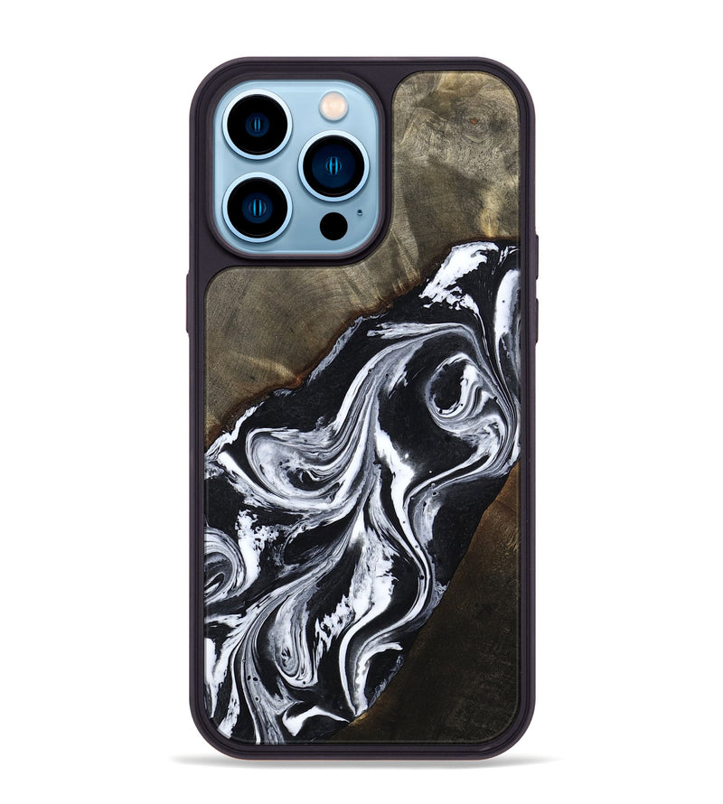 iPhone 14 Pro Max Wood Phone Case - Krish (Black & White, 810314)