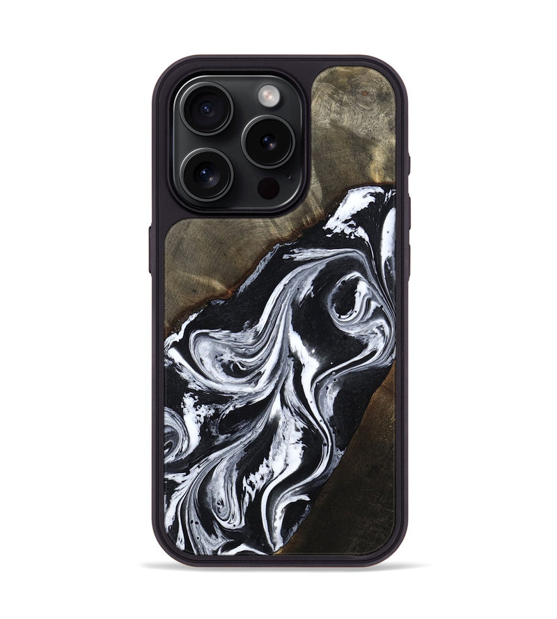 iPhone 15 Pro Wood Phone Case - Krish (Black & White, 810314)