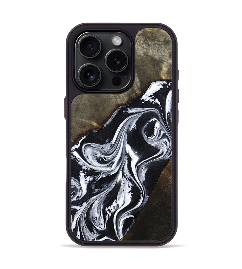 iPhone 16 Pro Wood Phone Case - Krish (Black & White, 810314)