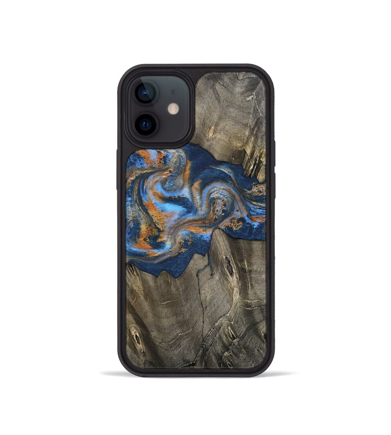 iPhone 12 mini Wood Phone Case - Leone (Teal & Gold, 810333)