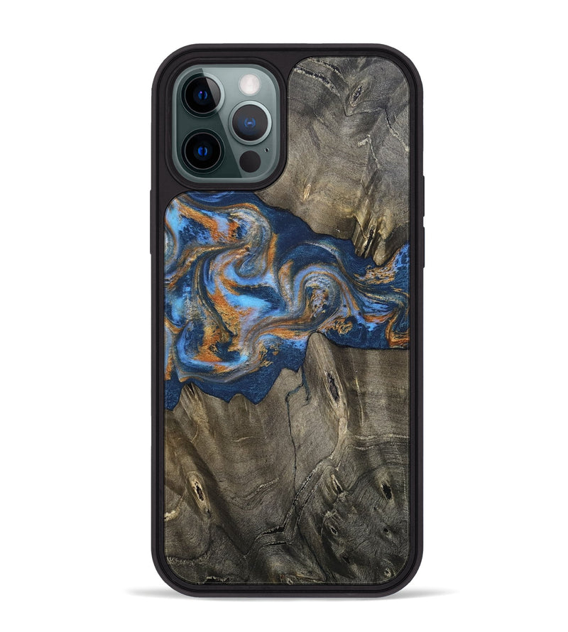 iPhone 12 Pro Max Wood Phone Case - Leone (Teal & Gold, 810333)