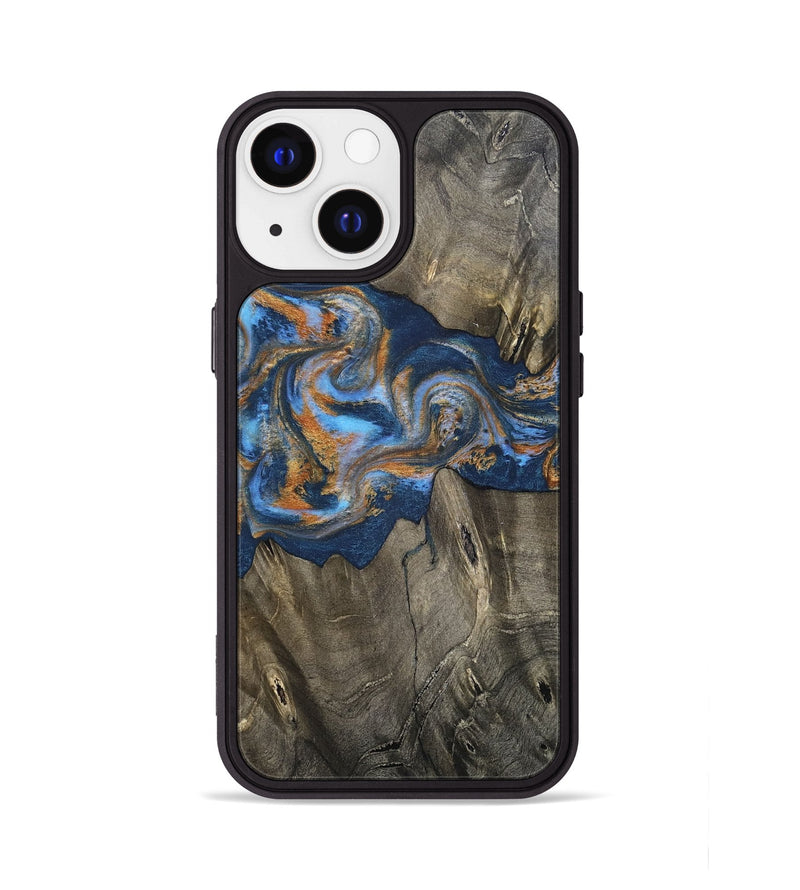 iPhone 13 Wood Phone Case - Leone (Teal & Gold, 810333)