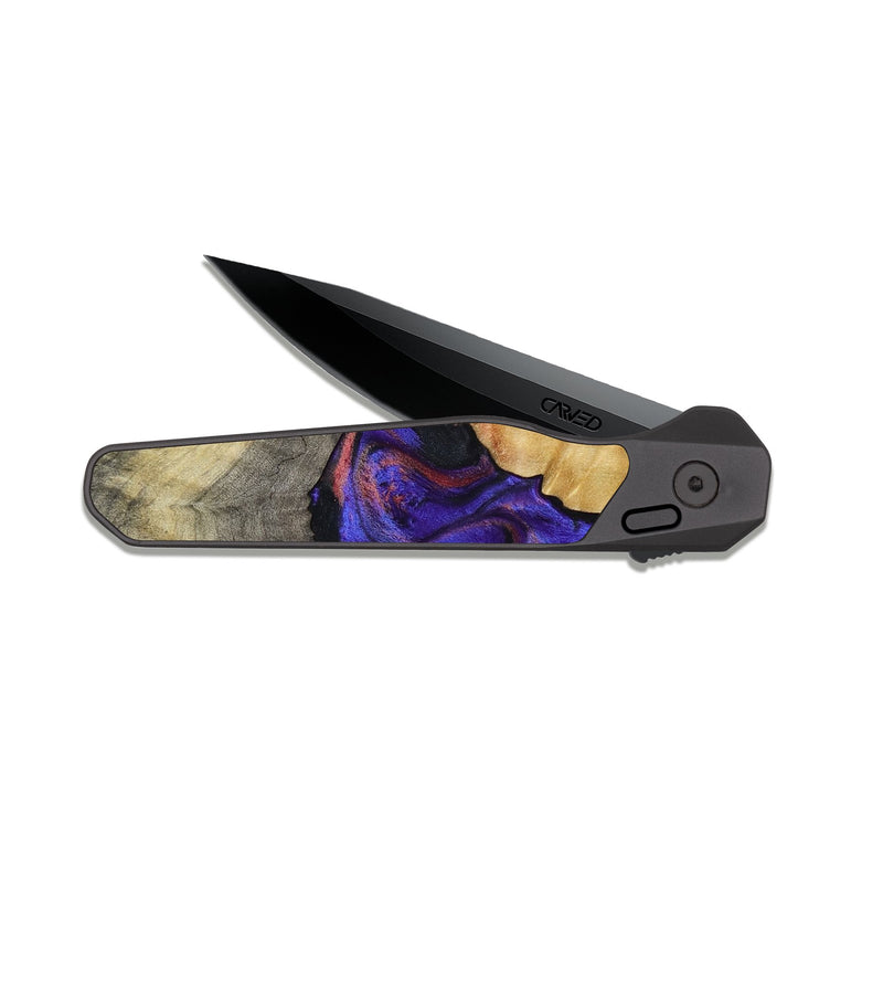 EDC Dark Slate Wood Pocket Knife - Kathy (Purple, 810336)