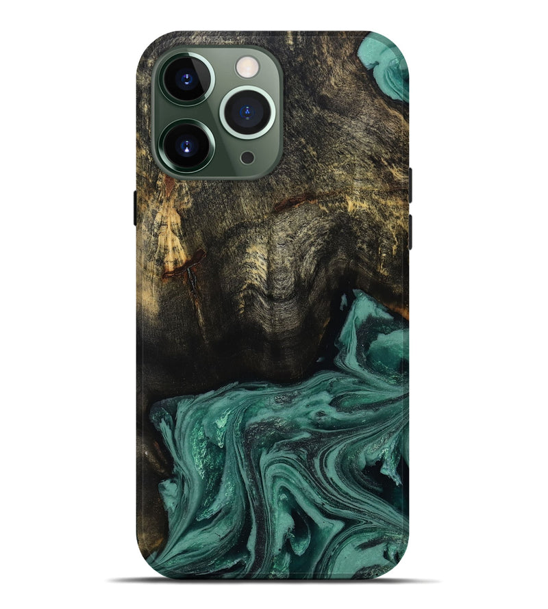 iPhone 13 Pro Max Wood Live Edge Phone Case - Lakesha (Green, 810385)