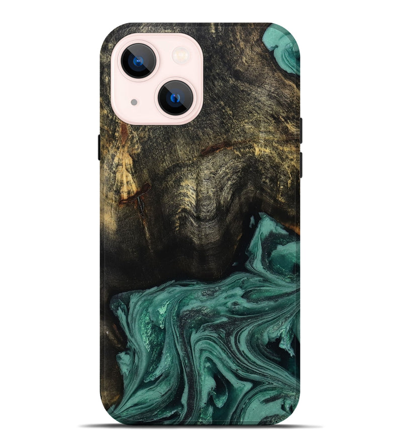 iPhone 14 Plus Wood Live Edge Phone Case - Lakesha (Green, 810385)
