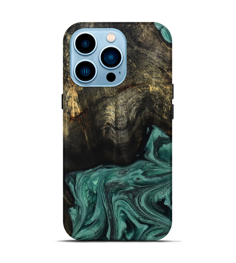 iPhone 14 Pro Wood Live Edge Phone Case - Lakesha (Green, 810385)