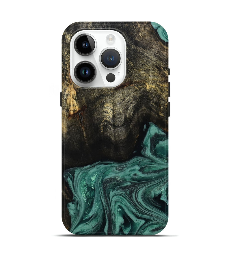 iPhone 15 Pro Wood Live Edge Phone Case - Lakesha (Green, 810385)