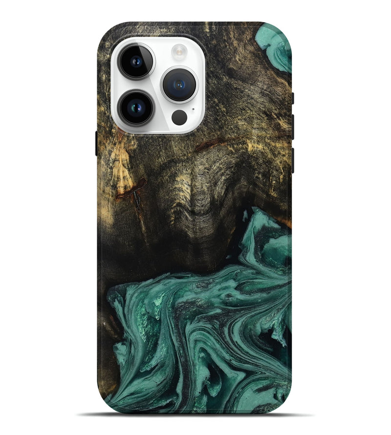 iPhone 15 Pro Max Wood Live Edge Phone Case - Lakesha (Green, 810385)