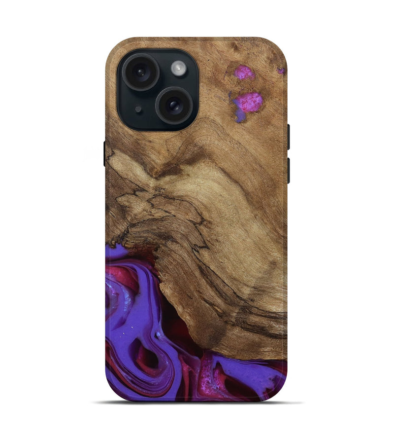 iPhone 15 Wood Live Edge Phone Case - Ciji (Purple, 810397)