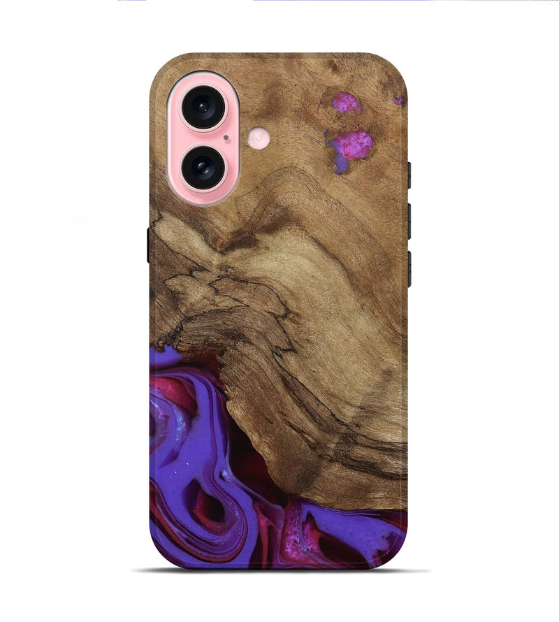 iPhone 16 Wood Live Edge Phone Case - Ciji (Purple, 810397)