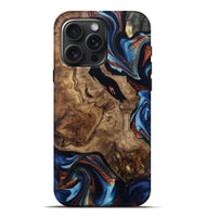 iPhone 16 Pro Max Wood Live Edge Phone Case - Kasen (Teal & Gold, 810429)