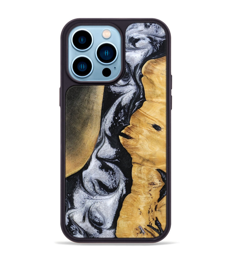 iPhone 14 Pro Max Wood Phone Case - Marilee (Black & White, 810432)