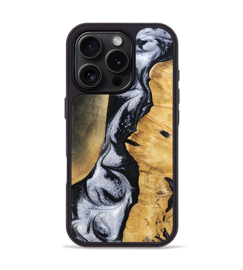 iPhone 16 Pro Wood Phone Case - Marilee (Black & White, 810432)