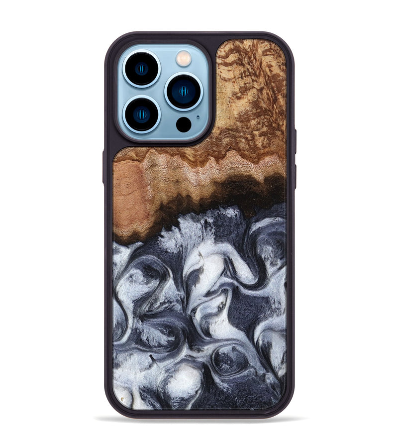 iPhone 14 Pro Max Wood Phone Case - Hobson (Black & White, 810433)
