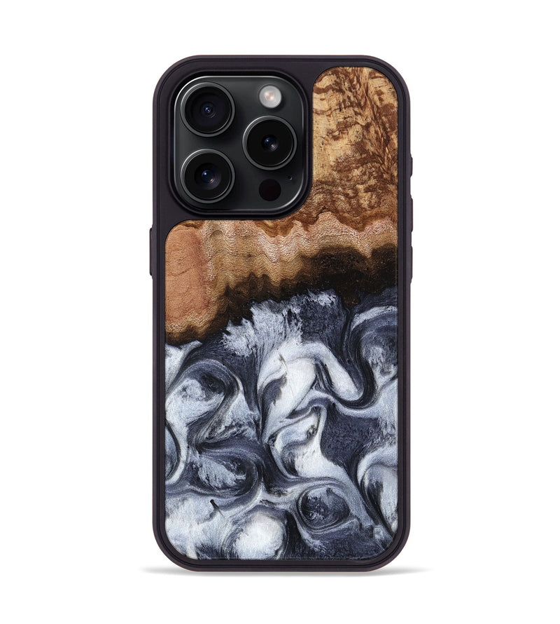 iPhone 15 Pro Wood Phone Case - Hobson (Black & White, 810433)