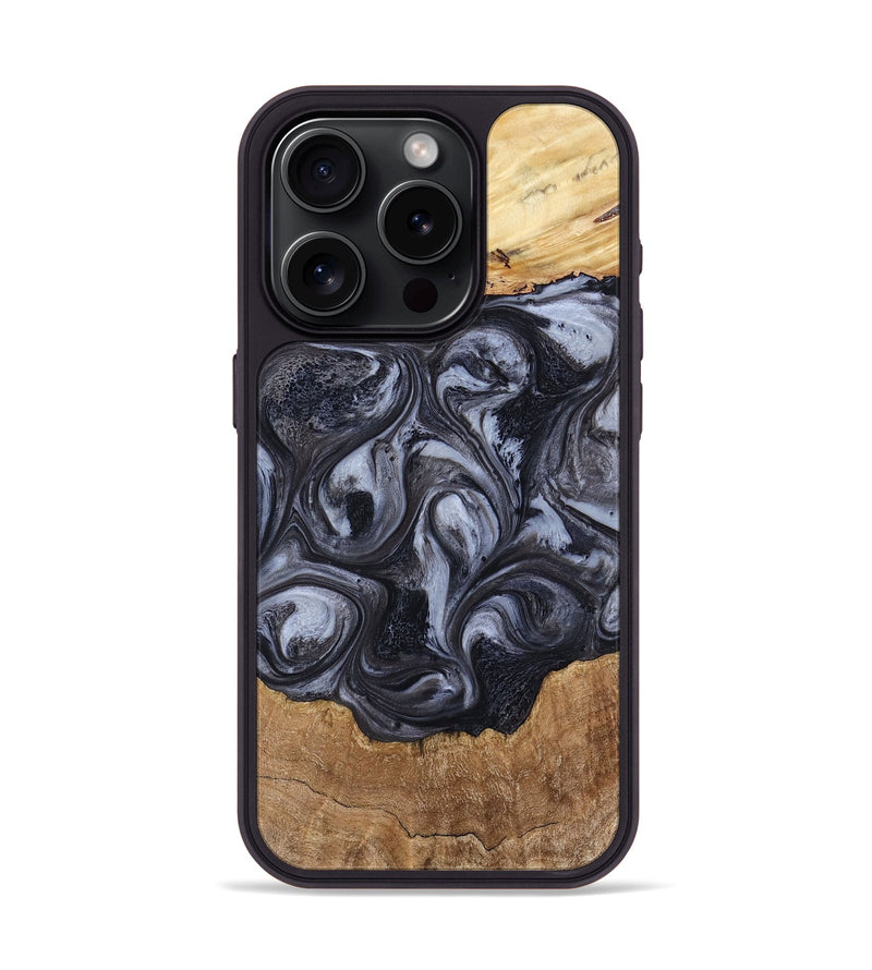iPhone 15 Pro Wood Phone Case - Tatum (Black & White, 810435)