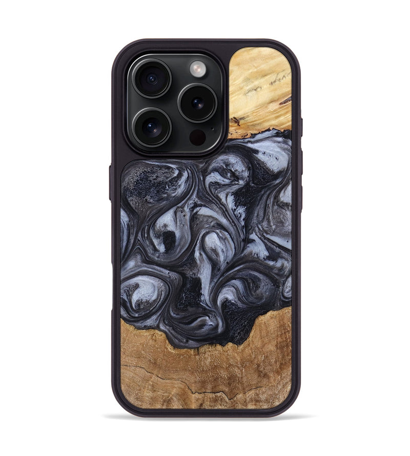iPhone 16 Pro Wood Phone Case - Tatum (Black & White, 810435)