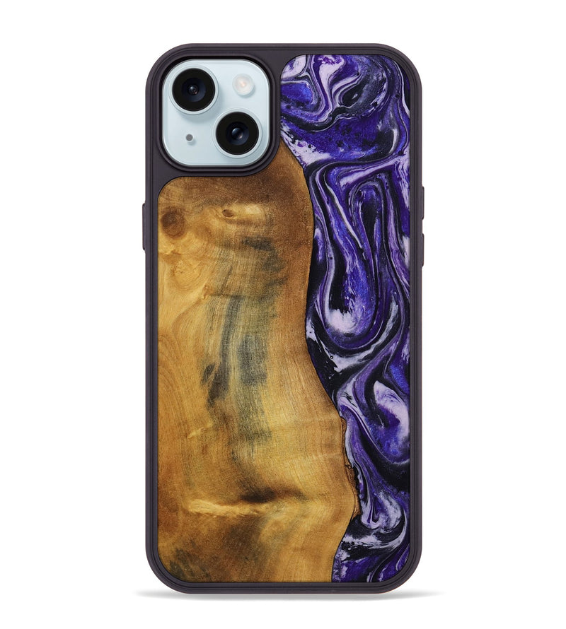 iPhone 15 Plus Wood Phone Case - Tomika (Purple, 810462)