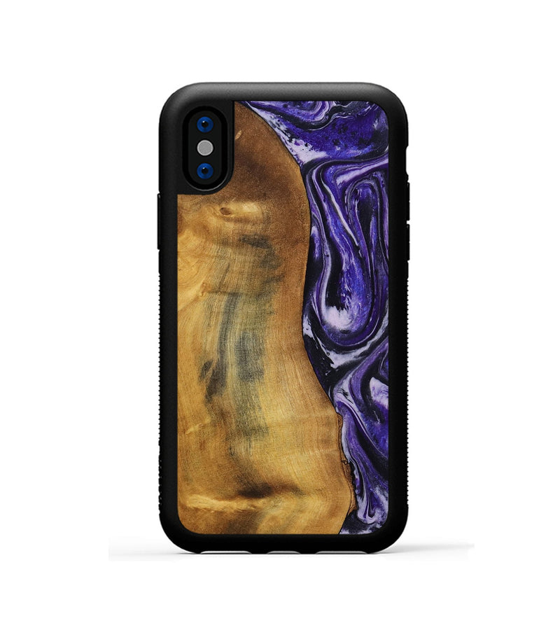 iPhone Xs Wood Phone Case - Tomika (Purple, 810462)