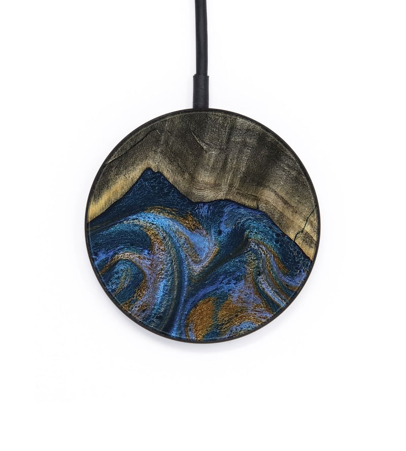 Circle Wood Wireless Charger - Gustave (Teal & Gold, 810475)