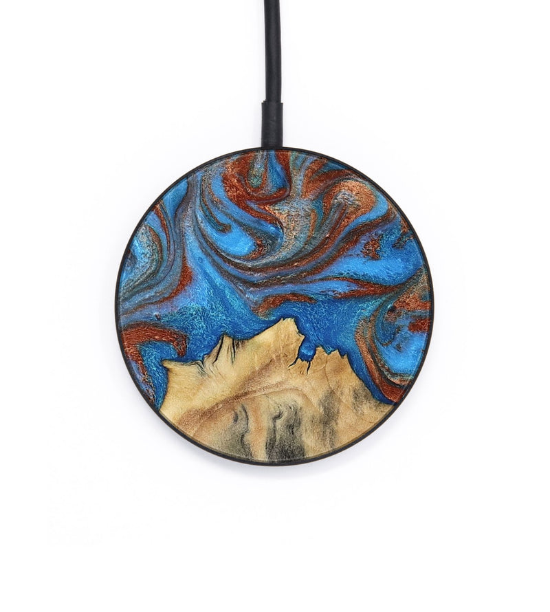 Circle Wood Wireless Charger - Sarina (Teal & Gold, 810489)