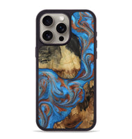 iPhone 15 Pro Max Wood Phone Case - Angela (Teal & Gold, 810491)