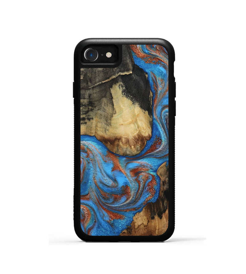 iPhone SE Wood Phone Case - Angela (Teal & Gold, 810491)