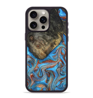 iPhone 15 Pro Max Wood Phone Case - Cheryl (Teal & Gold, 810492)