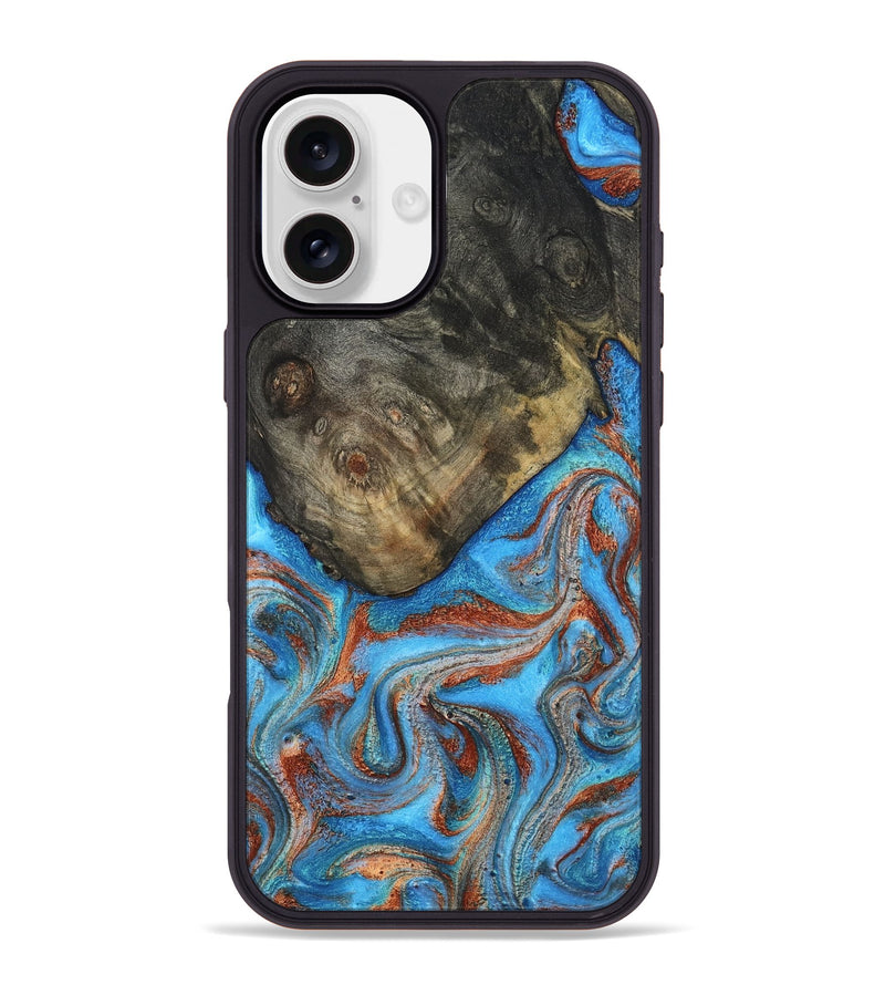 iPhone 16 Plus Wood Phone Case - Cheryl (Teal & Gold, 810492)