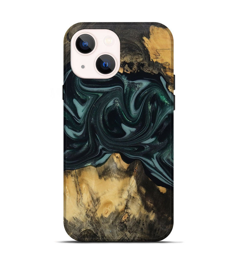 iPhone 14 Wood Live Edge Phone Case - Aedan (Green, 810775)