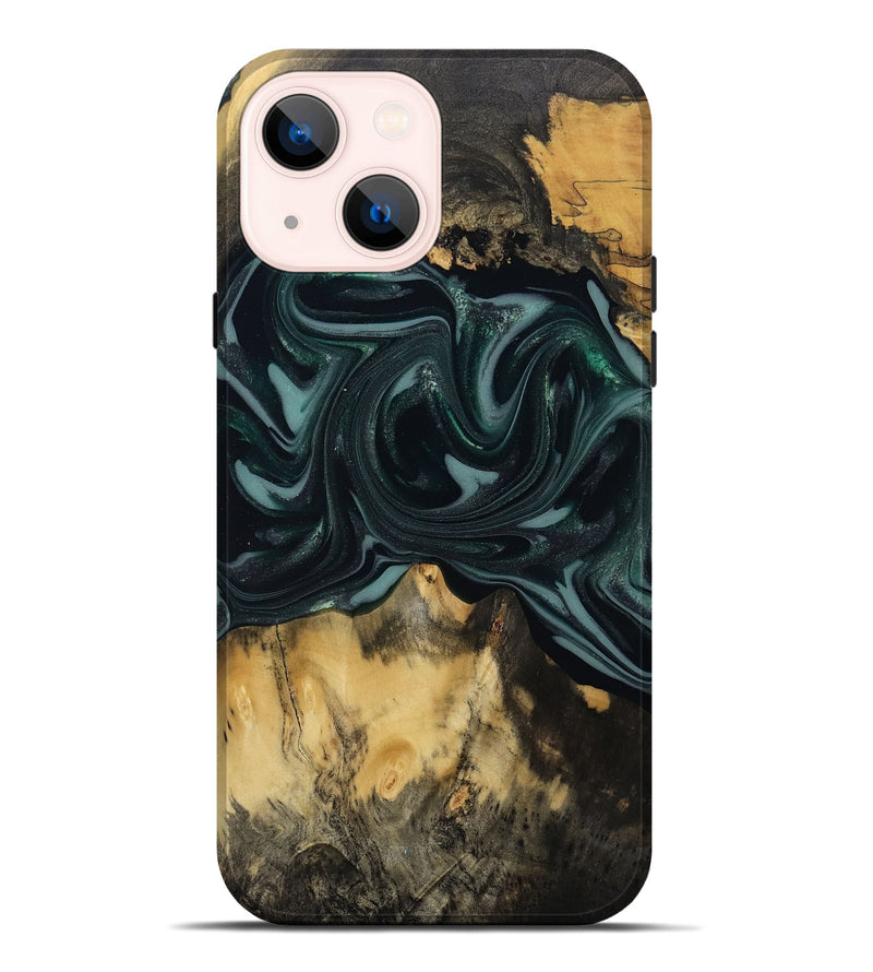 iPhone 14 Plus Wood Live Edge Phone Case - Aedan (Green, 810775)