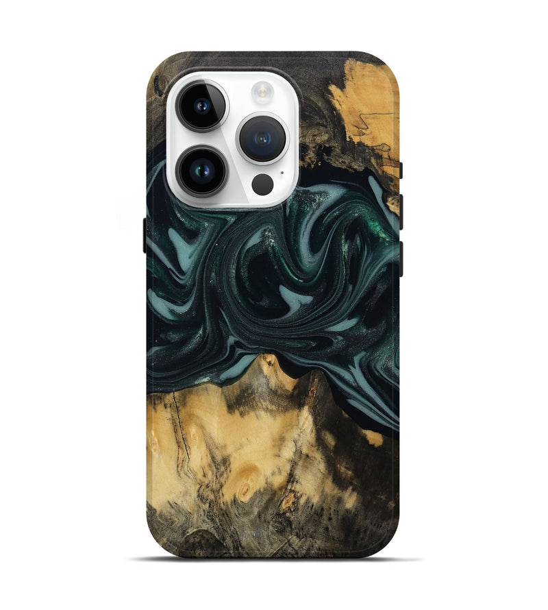 iPhone 15 Pro Wood Live Edge Phone Case - Aedan (Green, 810775)