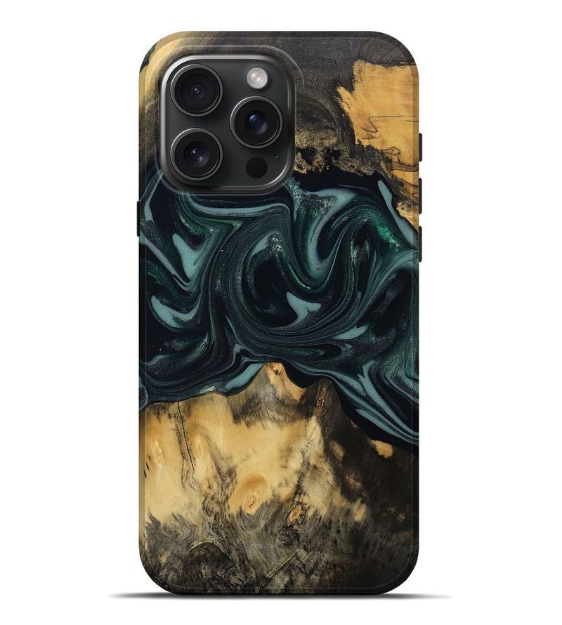 iPhone 16 Pro Max Wood Live Edge Phone Case - Aedan (Green, 810775)