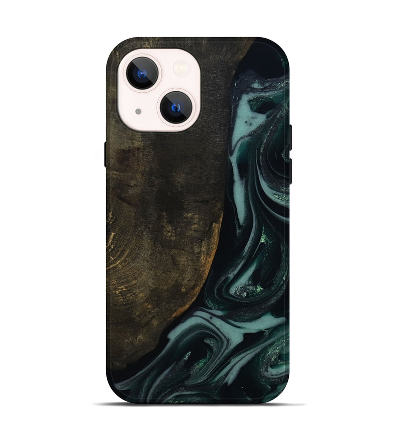 iPhone 14 Wood Live Edge Phone Case - Traci (Green, 810778)