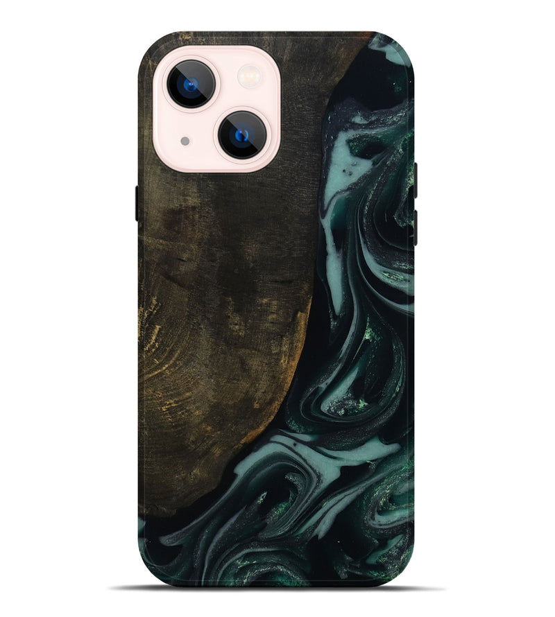 iPhone 14 Plus Wood Live Edge Phone Case - Traci (Green, 810778)