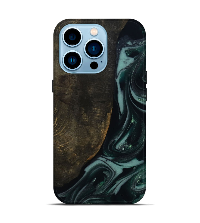 iPhone 14 Pro Wood Live Edge Phone Case - Traci (Green, 810778)