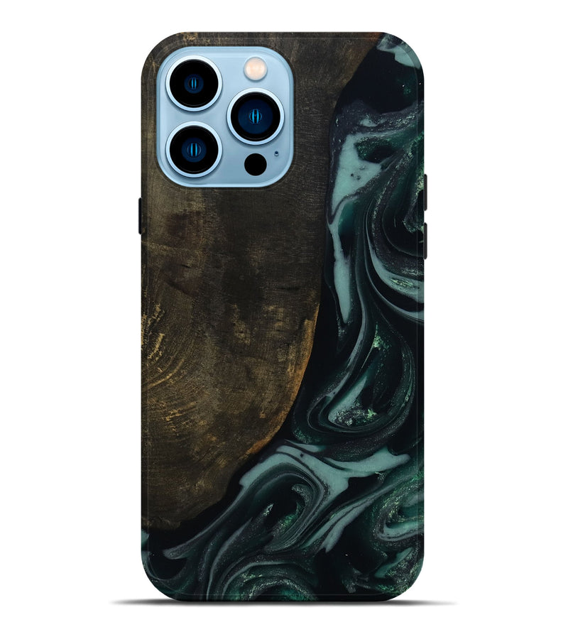 iPhone 14 Pro Max Wood Live Edge Phone Case - Traci (Green, 810778)