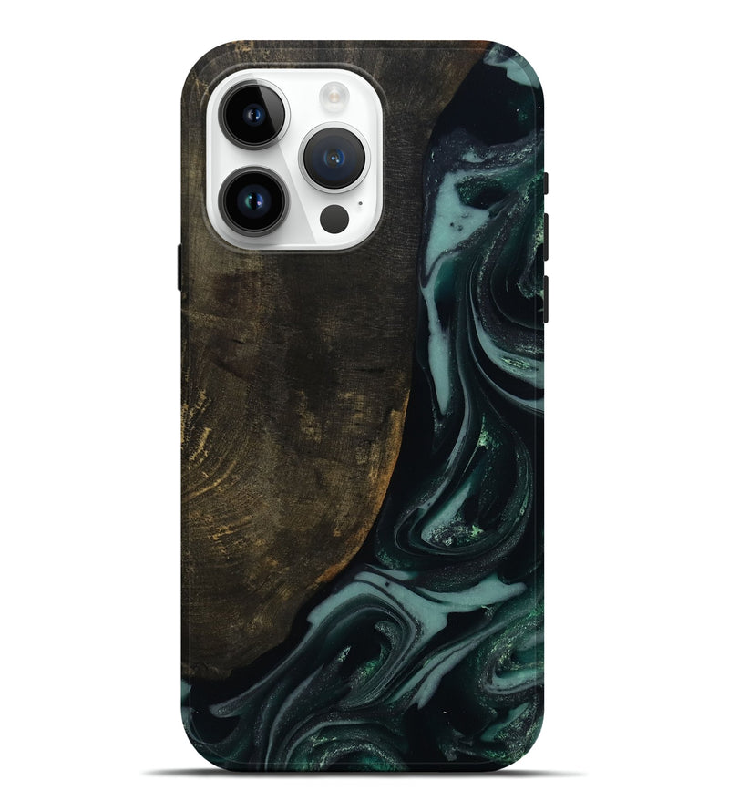 iPhone 15 Pro Max Wood Live Edge Phone Case - Traci (Green, 810778)