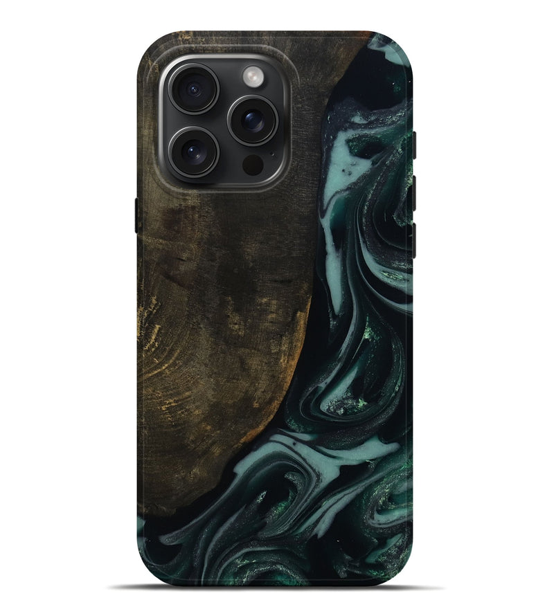 iPhone 16 Pro Max Wood Live Edge Phone Case - Traci (Green, 810778)