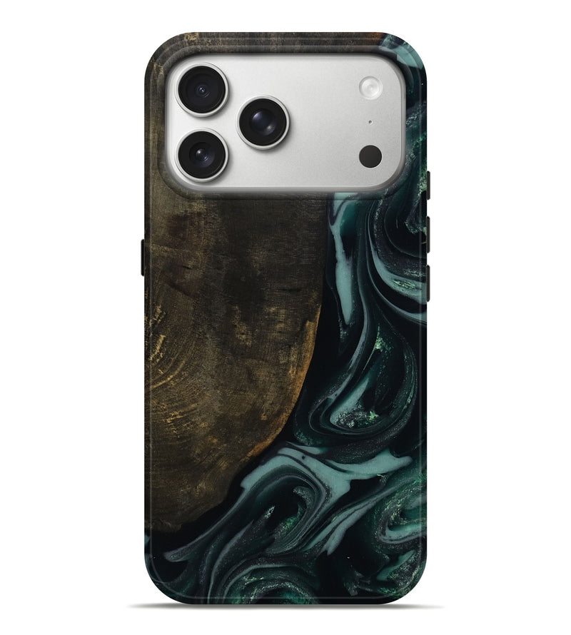 iPhone 17 Pro Max Wood Live Edge Phone Case - Traci (Green, 810778)