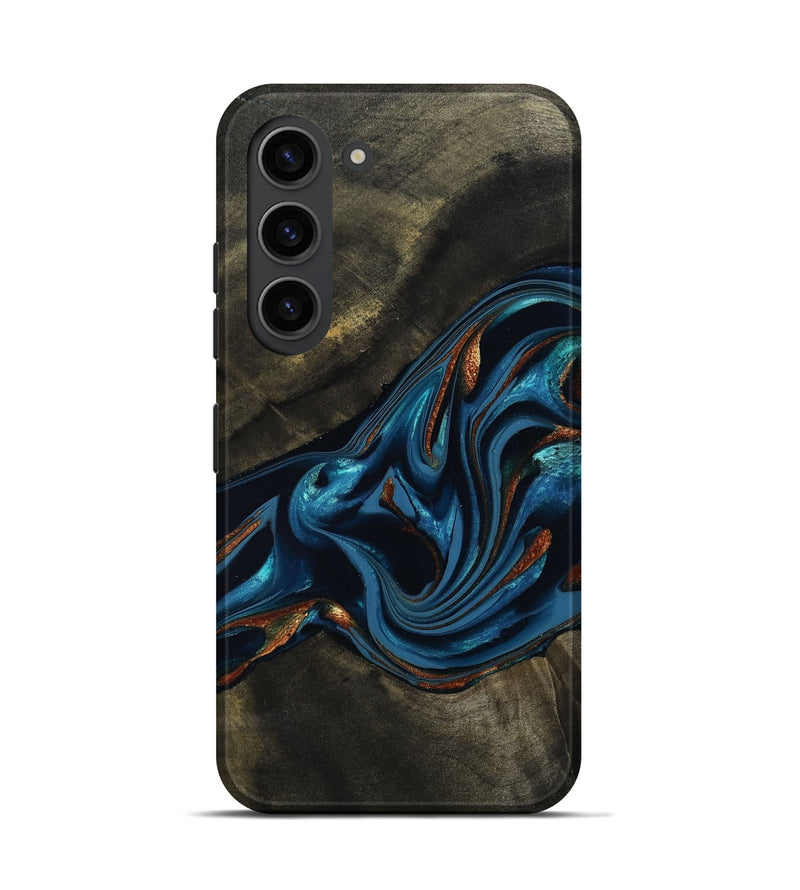 Galaxy S23 Wood Live Edge Phone Case - Kaiya (Teal & Gold, 810782)