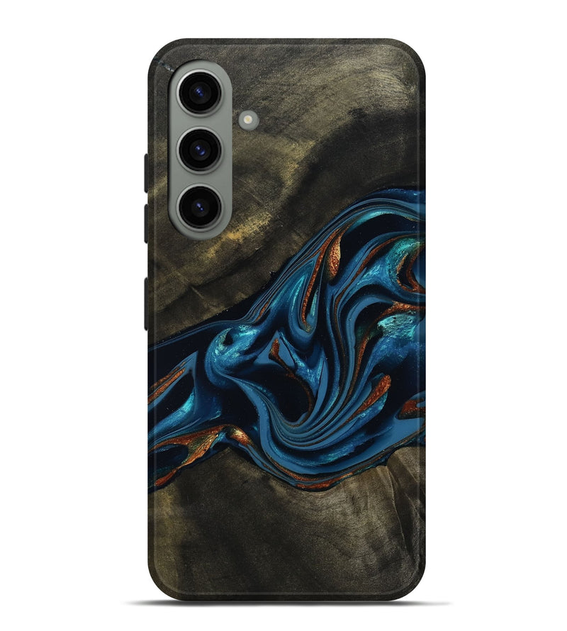 Galaxy S24 Plus Wood Live Edge Phone Case - Kaiya (Teal & Gold, 810782)